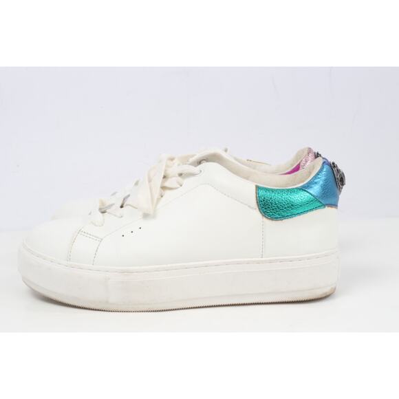 Kurt Geiger London Laney Eagle White Leather Sneakers Size 39 Metallic Rainbow - Picture 13 of 16